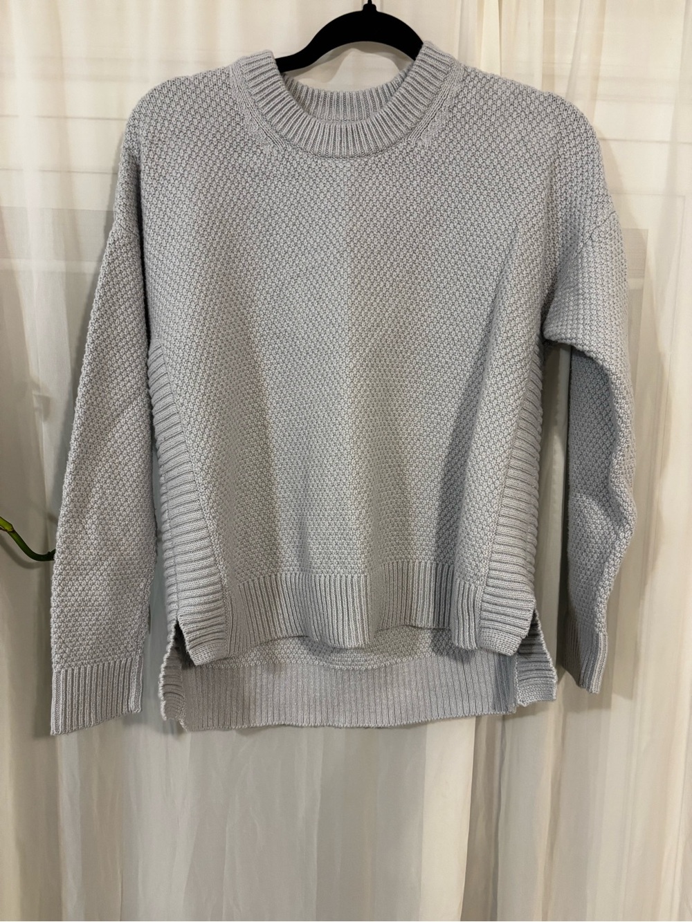 Madewell Light Blue Textured Knit Crewneck Sweater